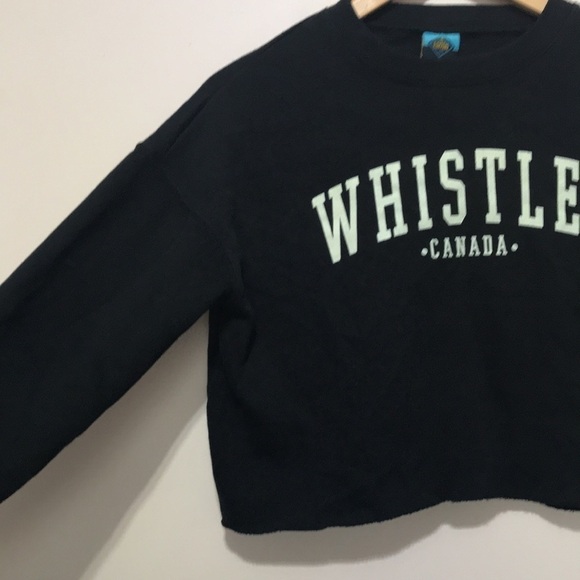 COASTAL Culture Whistler Canada cropped sweatshirt size Small black white - Picture 3 of 10